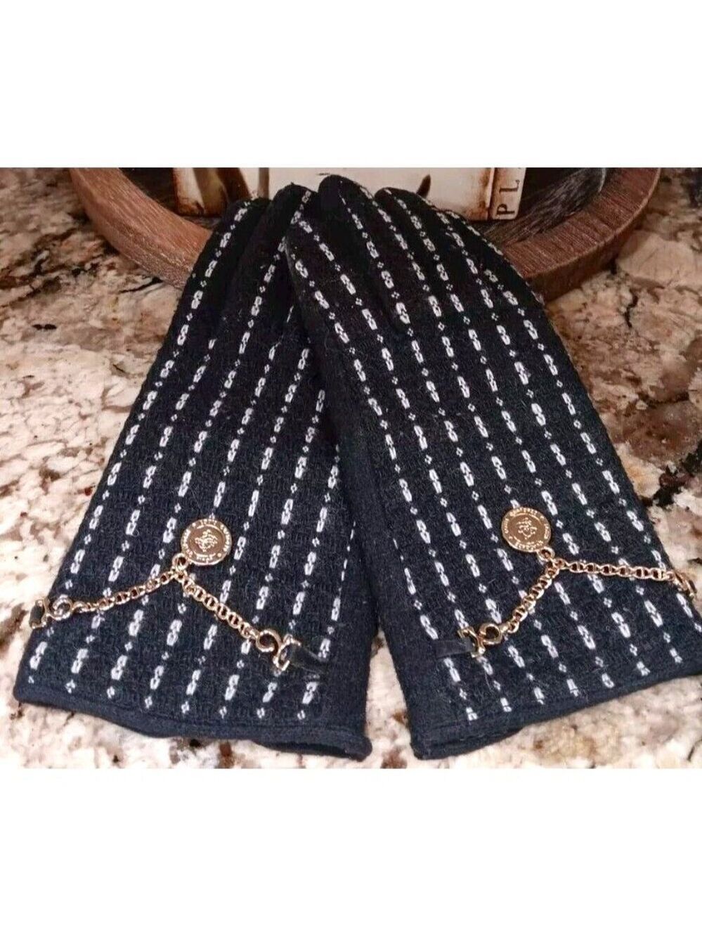 Vintage Louis Quatorize High End Fashion Gloves Black And White GORGEOUS!